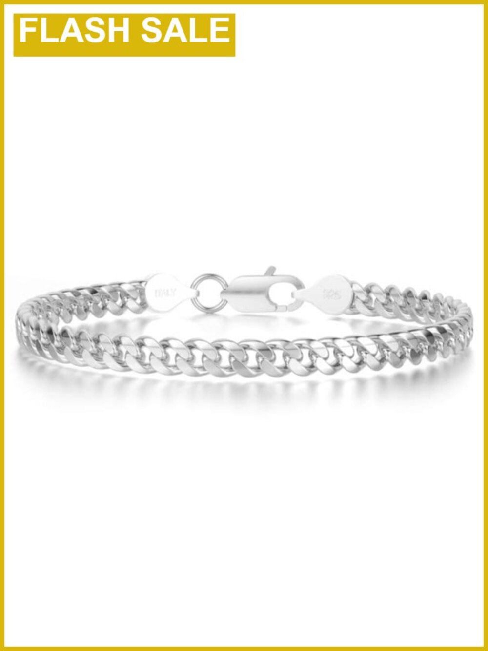925 Sterling Silver Cuban Link Bracelet 5mm Italian Craft